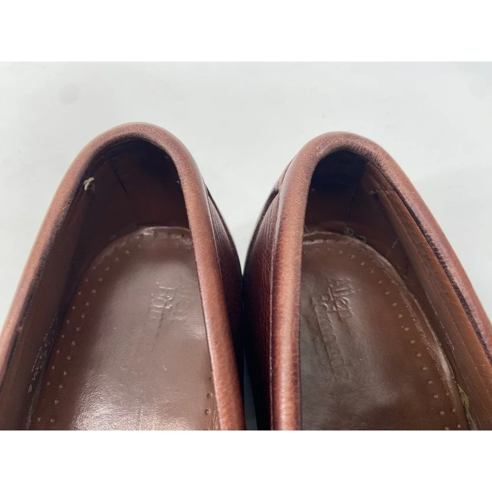 Allen Edmonds Loafers Men 9.5 EEE Brown Ivanhoe Woven Penny Classic Dress Shoes